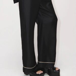 Zara Studio Black Satin Wide Leg Pants